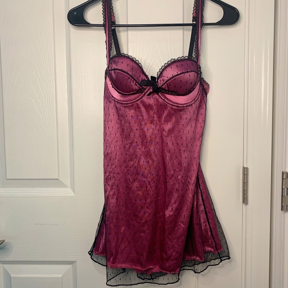 🖤gorgeous vintage pink and black lingerie dress